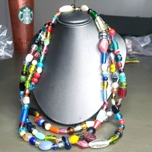 Sold Vintage Glass Triple Layer Necklace
